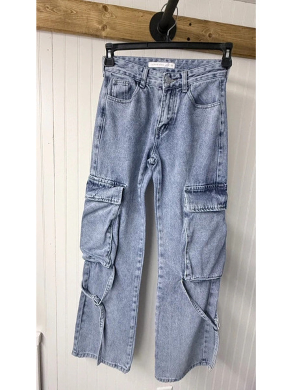 Altar'd State Wide Leg Painters Cargo Jeans size 24 acid wash retro Y2K grunge